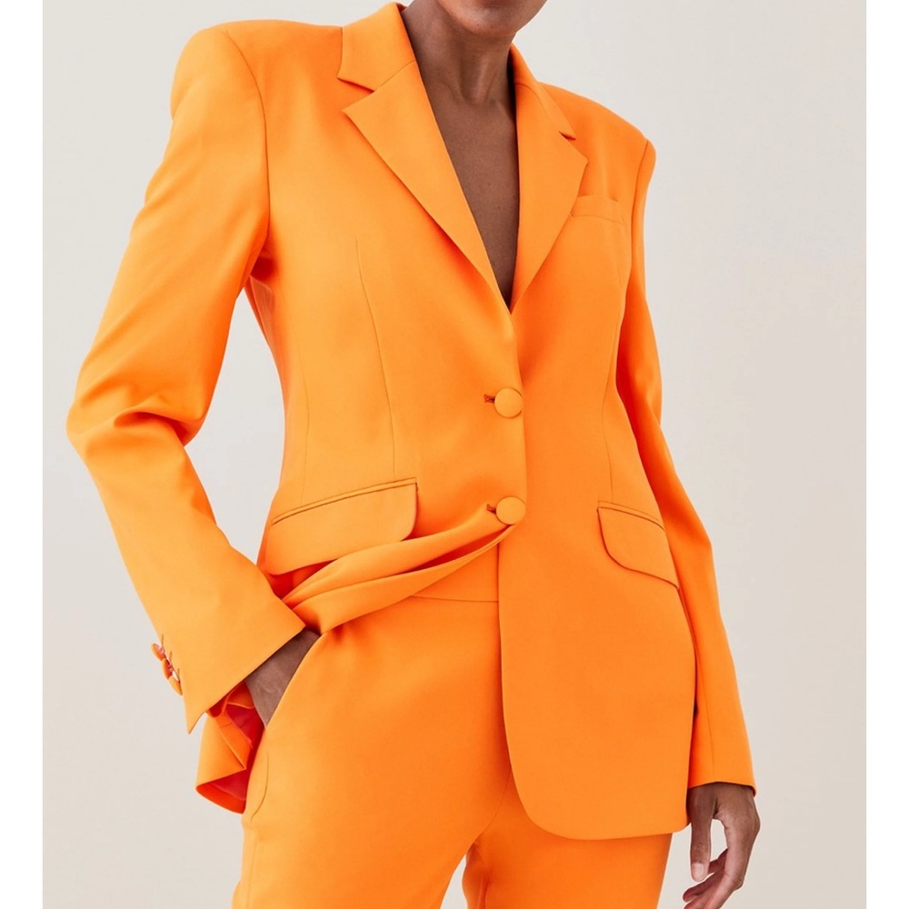 New Karen Millen modern Orange suit jacket 8 and hi waist pants 10
